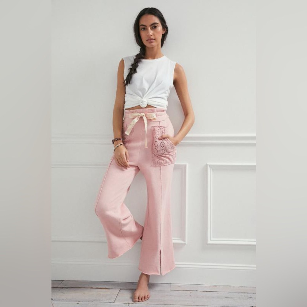 Daily Practice by Anthropologie Robyn Crochet Lounge Pants in Pink Size Small